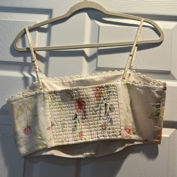NEW! Caroline Constas Linen Crop Tank Top Rose Print L cottagecore loveshack - Picture 6 of 7
